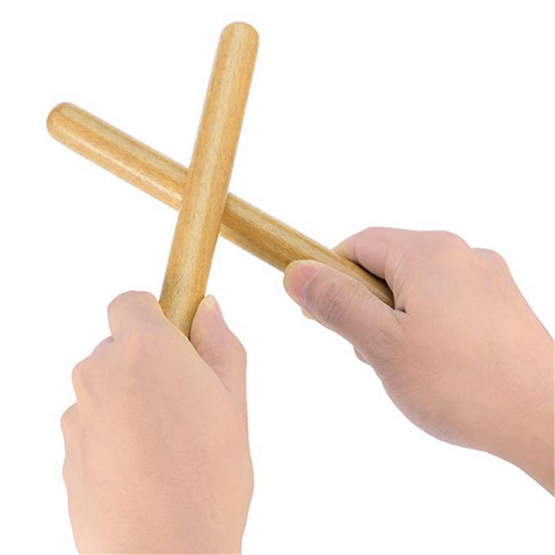 2 Pairs Classical Solid Hardwood Claves Percussion Instrument 8 Inch Rhythm Sticks Percussion