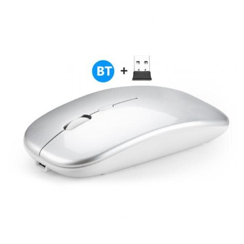 2.4G bezprzewodowy USB akumulator Bluetooth 5.0 cichy do gier myszka do PC Laptop: I