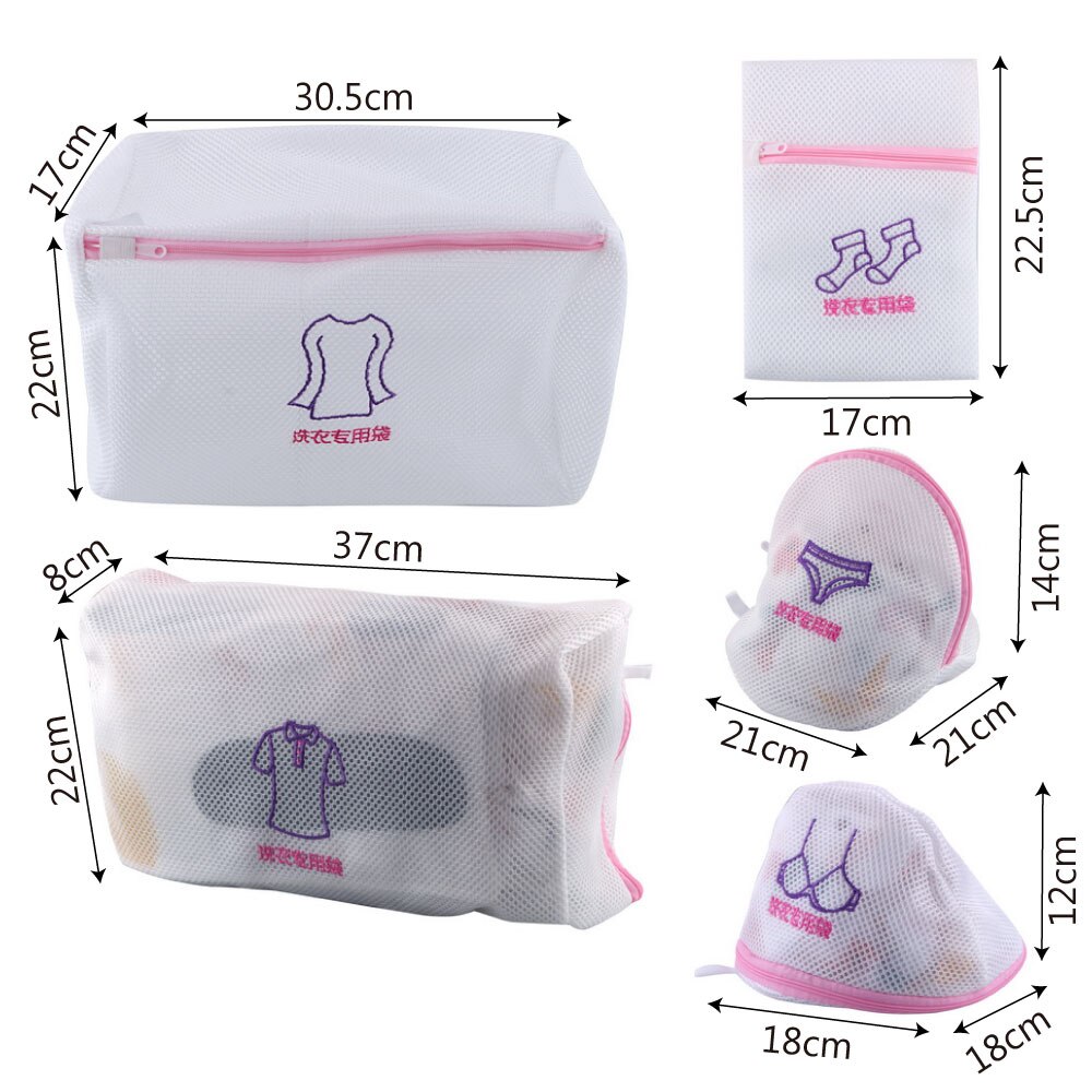 Vasketøjstaske broderet polyester bh lingeri special vaskepose vasketøjskurv taske maskinvaskbart mesh