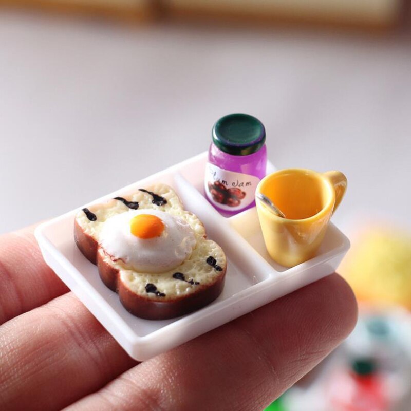 5 Stks/set Poppenhuis Brood Jam Diner Plaat Kop Lepel Voor Keuken Accessoreis Poppenhuis Play Keuken Accessoreis