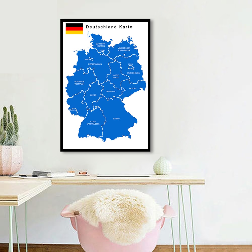 60*90cm Political Map of the Germany In German Wall Art Poster Canvas Painting Classroom Home Decoration School Supplies