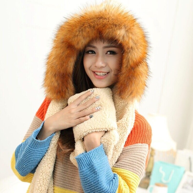 Pretty Sweet Hats Sets With Scarf Glove Winter Women Cute Girl Beautiful Cotton Velvet Caps