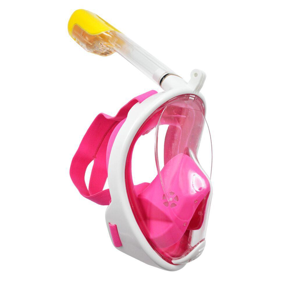 Full Face Snorkeling Masks Scuba Diving Mask Panoramic View Anti-fog Goggles With Camera Mount Swimming Diving Mask: Pink / S/M