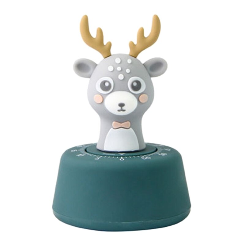 Christmas Cartoon Deer Kitchen Timer Mechanical Wind-Up Time Countdown Reminder 87HB: Green