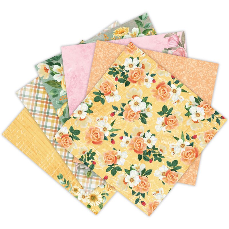 KLJUYP 12 hojas primavera libro de recortes de flores almohadillas papel Origami papel de fondo artístico tarjeta hacer manualidades de papel de álbum de recortes