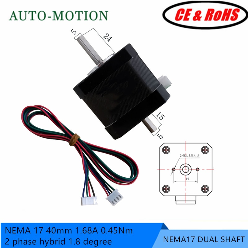 Nema 17 dual shaft Stepper Motor for encoder 42 Motor Nema17 40mm 1.68A 450mN.m Step Motor