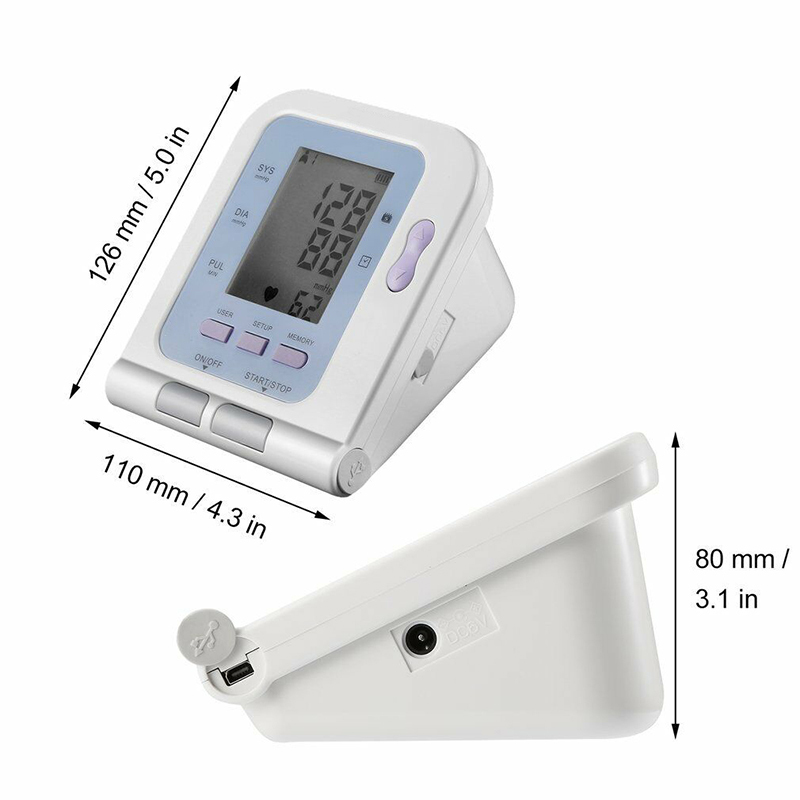 CONTEC08C Blood Pressure Monitor Upper Arm Electronic Sphygmomanometer Adult Cuff Oscillometry+Digital Integrative SpO2 Probe