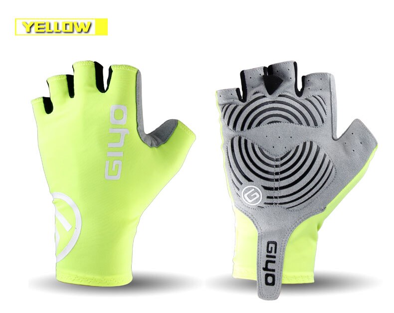 Giyo-Guantes de ciclismo de medio dedo para hombre y mujer, de gel para deportes de carreras, equipo de bicicleta de carretera para ciclismo de montaña: YELLOW / M