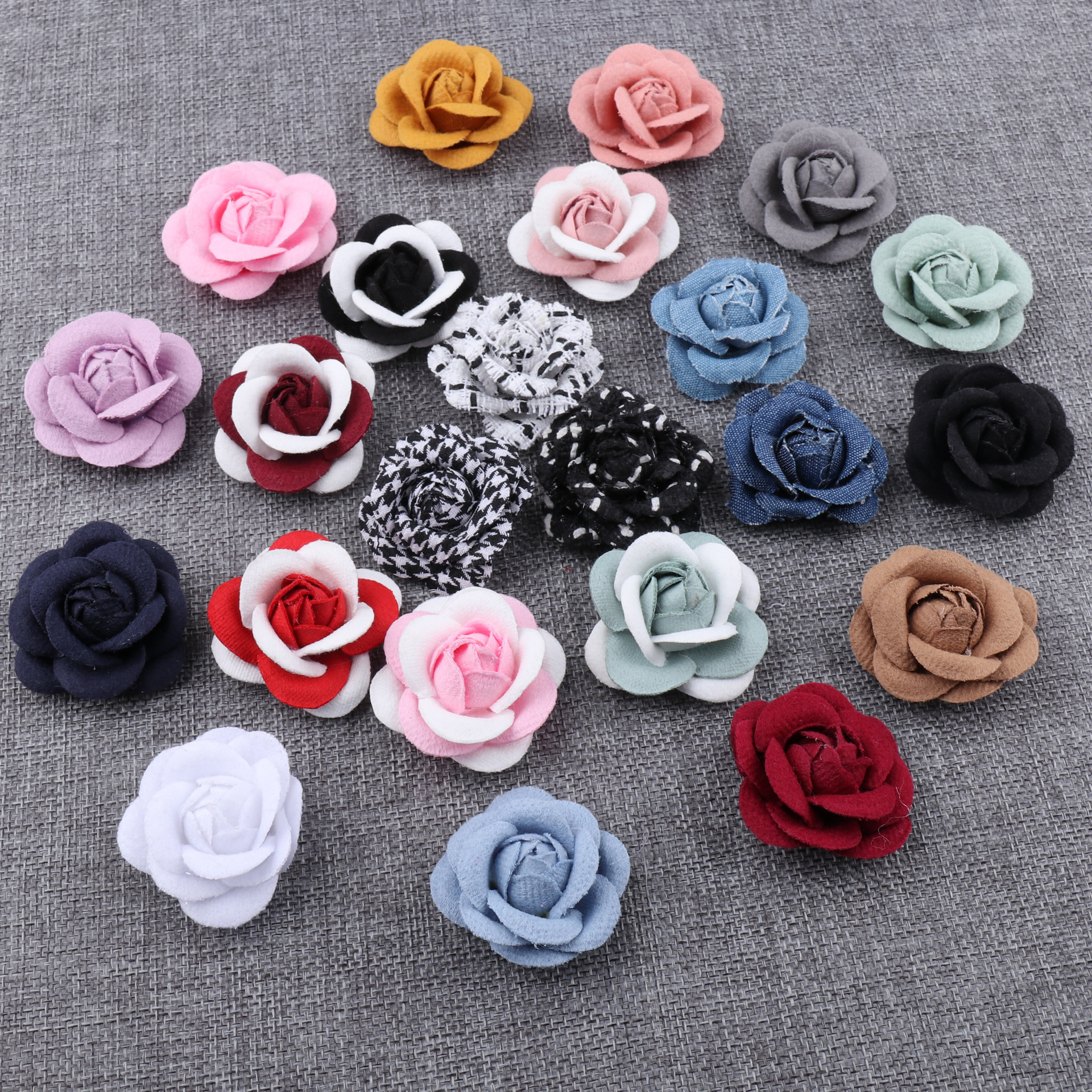 5x Kunstige Blomster 4cm - Rose Hoveder DIY til Hårpynt og Sløjfer