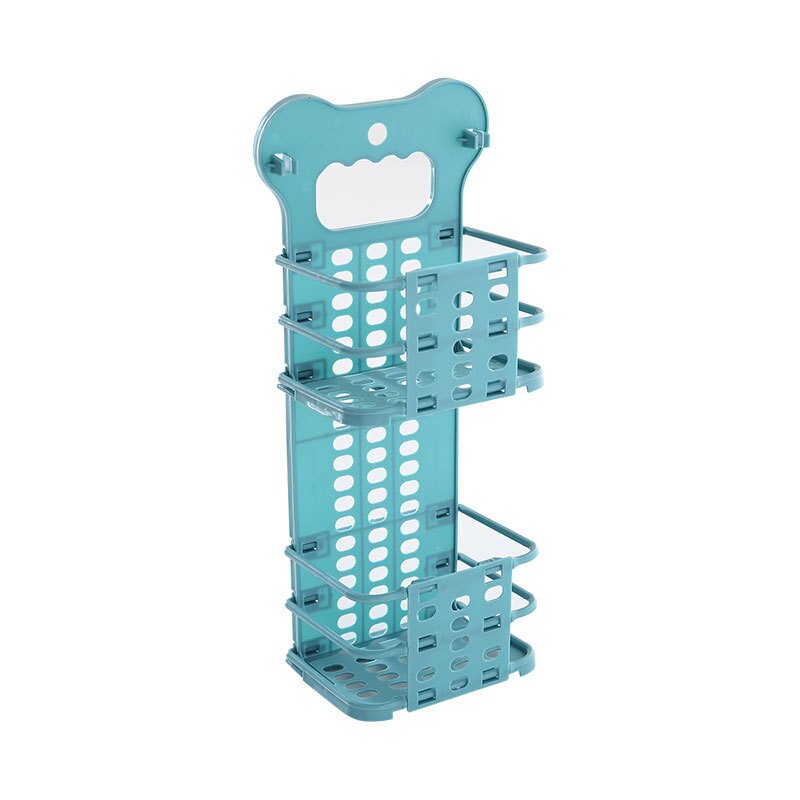 Verbeterde Plastic Vuile Wasmand Opvouwbare Thuis Vuile Wasmand Stevig Handvat Met 2 Geen Boren Haken: Double Blue