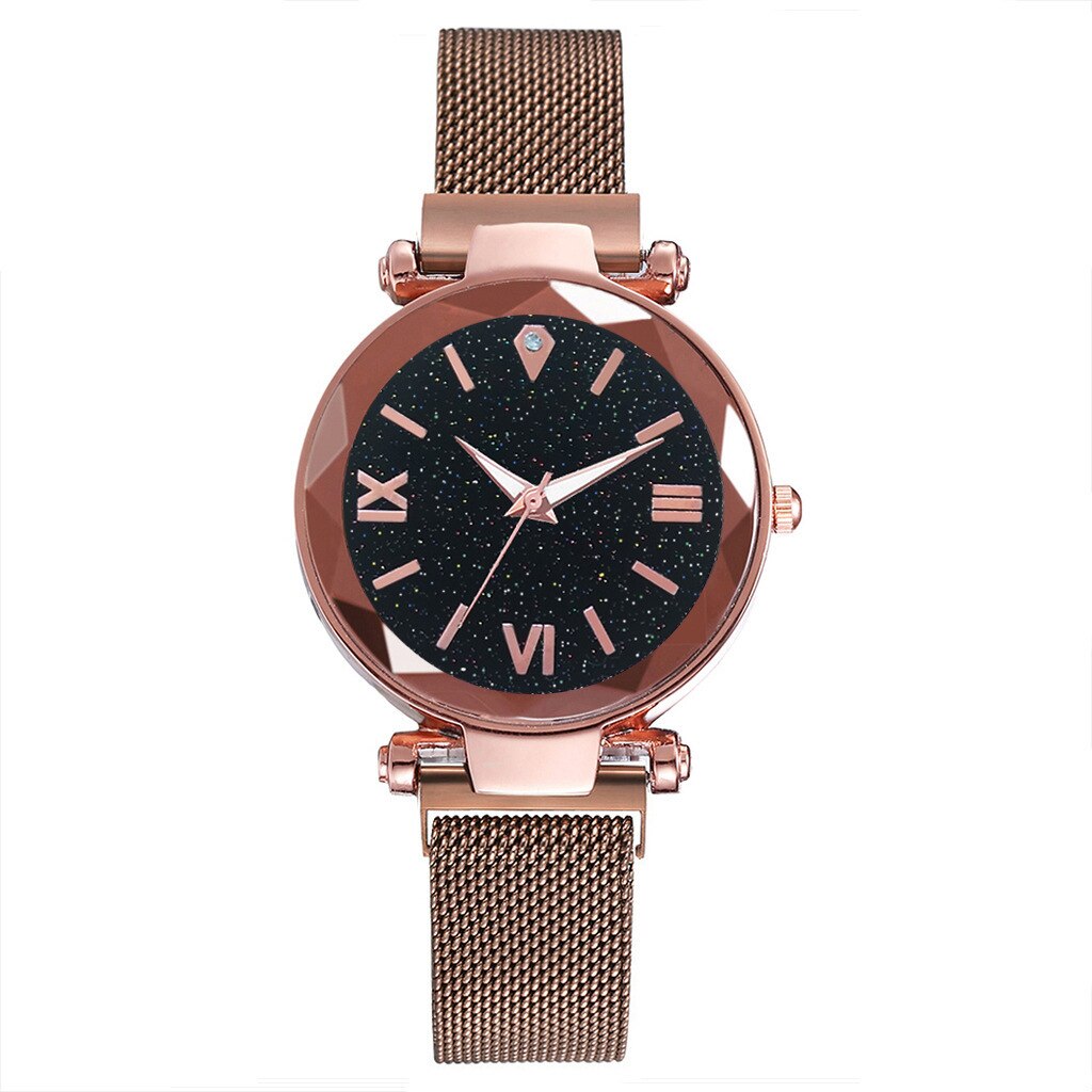 ciel étoilé chiffre romain horloge femmes montres aimant boucle Vibrato violet dames montre-bracelet: Brown