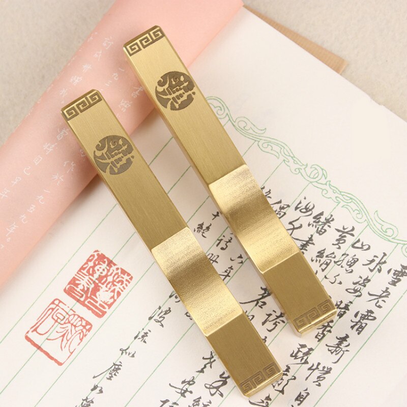 Metalen Multifunctionele Kalligrafie Paperweights Messing Borstel Pen Houder En Paperweights Chinese Rijst Papier Drukken Paperweights