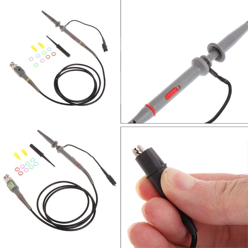 1X 10X P6100 100MHz High Precision Oscilloscope Probe Alligator Test Clip with Adjustable Attenuation Rate 203C