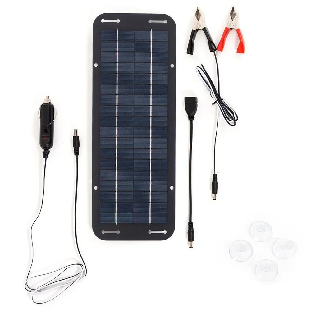 30W Solar Panel 12V Trickle Charger Battery Charger Set/Kit With Double-Headed Clip And USB Female Cable Maintainer Boat Car RV