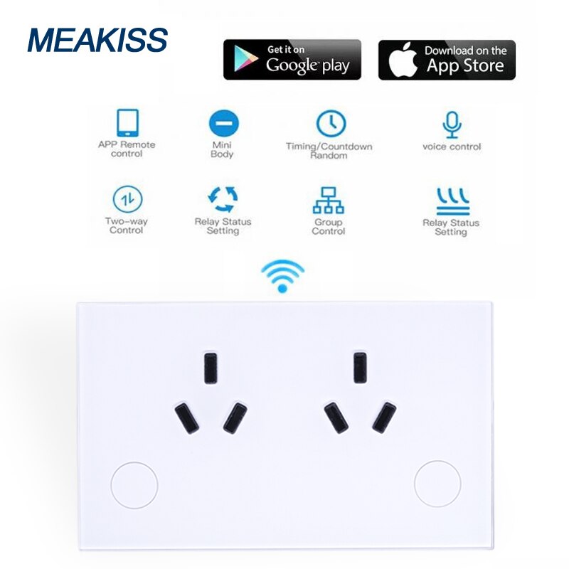 Australia smart wifi socket plug touch sensor button tuya 10A home socket control wall electrician APP Google Alexa voice