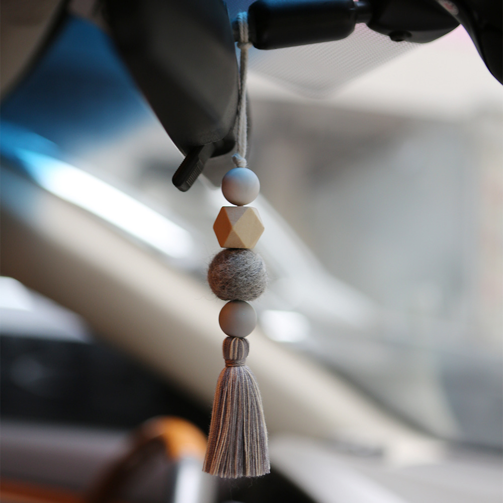 Auto Parfum Decoratie Luchtverfrisser Aromatherapie Hanger Hangende Ornamenten Houten Kraal Vilt Bal Parfum Auto Accessoires