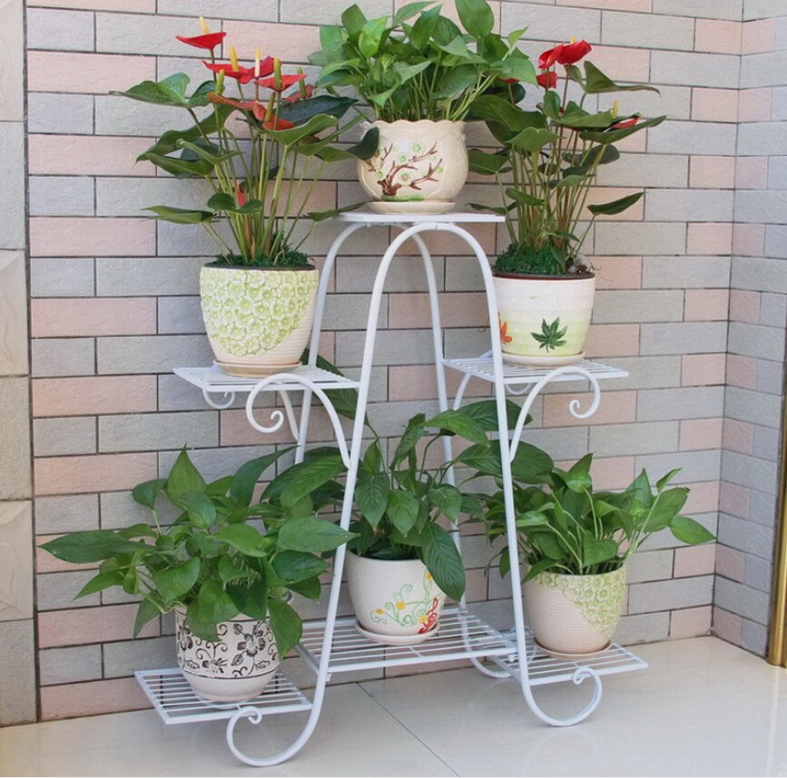 Europäischen Stil Eisen Blume Stand Boden Typ Anlage Stehen Balkon Wohnzimmer drinnen Multi Schicht Blume Regal Möbel