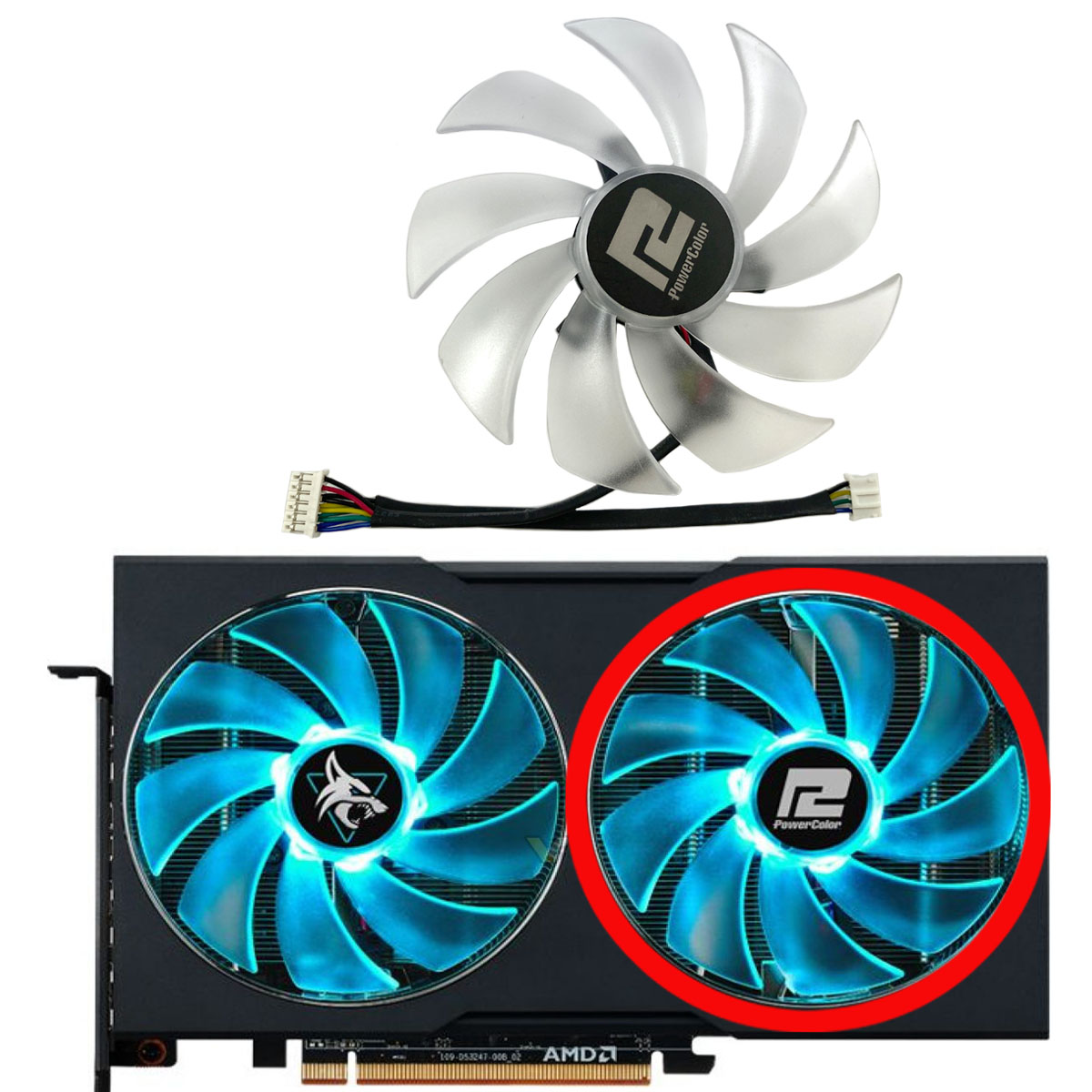For POWERCOLOR Radeon RX6600 6600XT 6650XT Hellhound Graphics Card Replacement Fan FD10015H12D: Gold