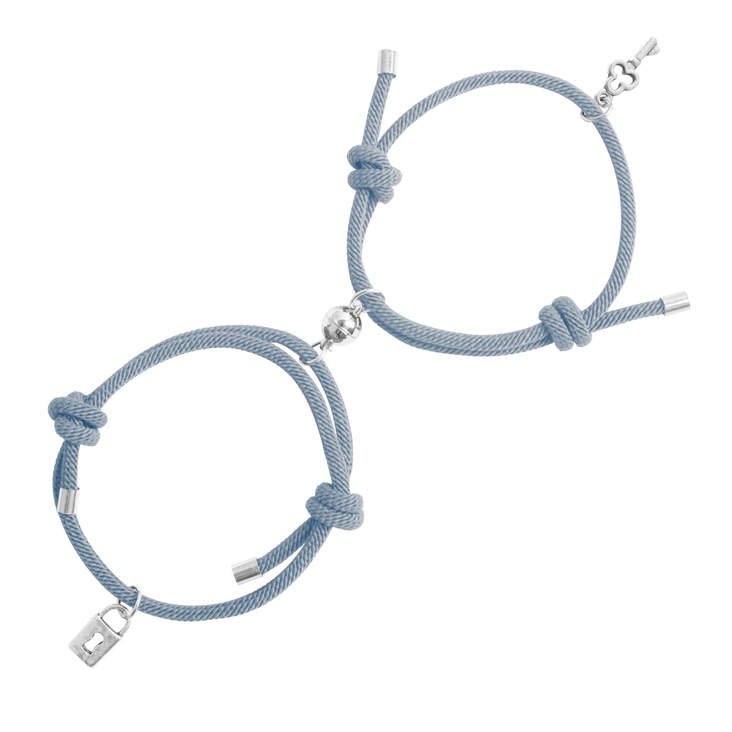 Key Lock coppia bracciale regalo fatto a mano regolabile per sempre amore relazione Best Friend bracciale braccialetti magnetici Set coppia: grey
