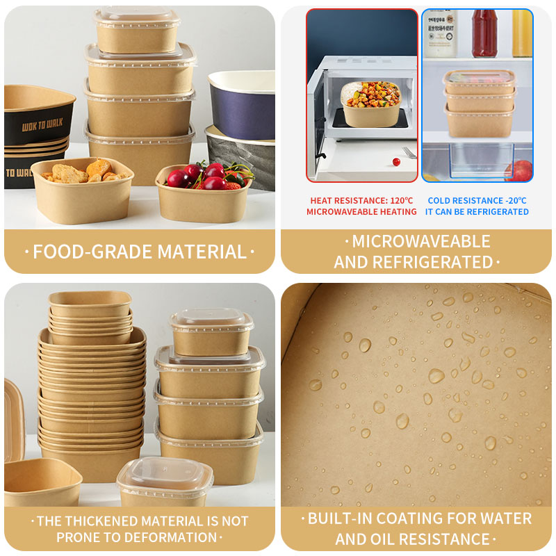 Quadratische Kraftpapier-Quadrat-Lunchbox, Einweg-Lunchbox, schnell-Lebensmittel-Verpackungsbox, Papierschalen mit Deckel, quadratische Bento-Boxen für Höhle Haushalt