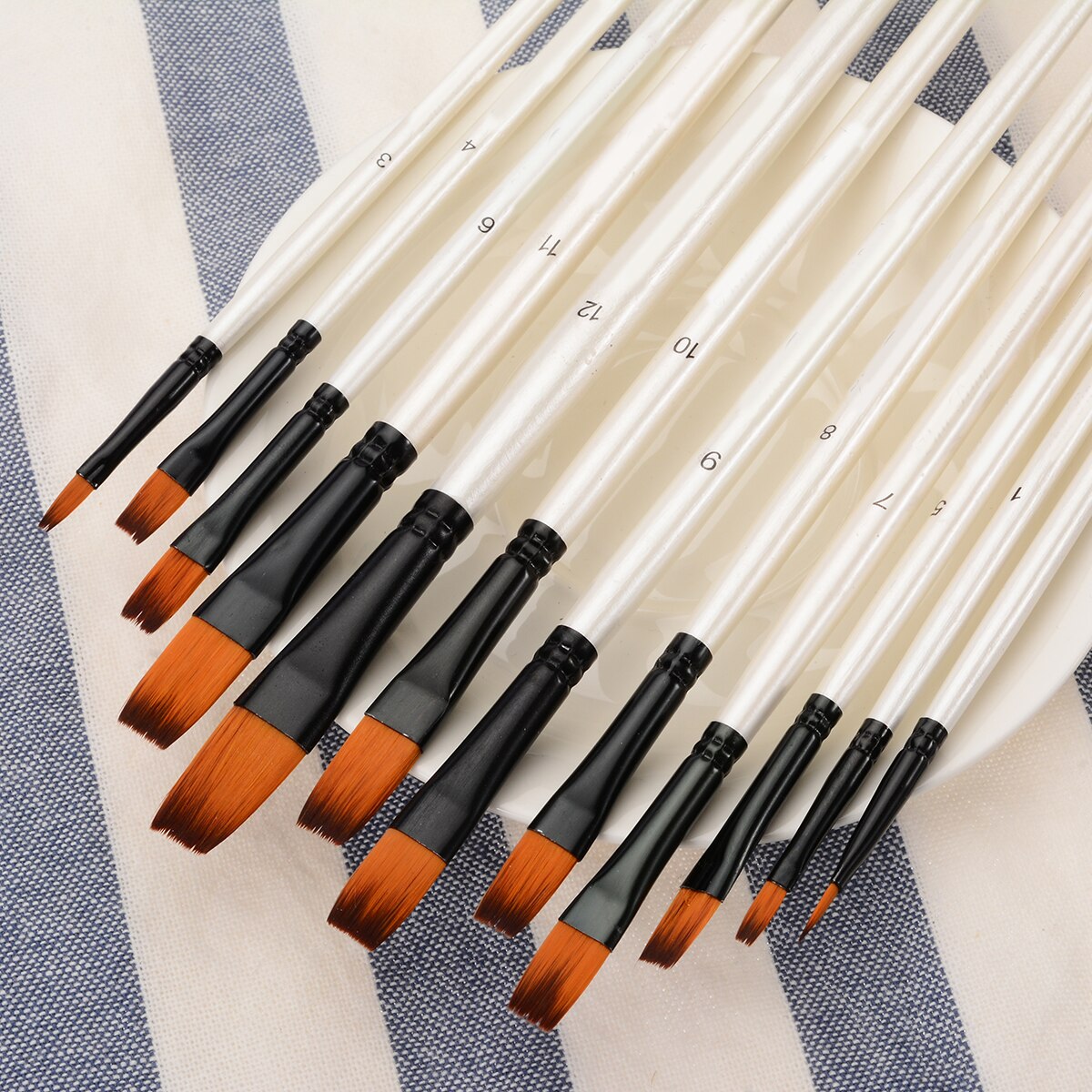 12Pcs Tip/Platte Penselen Penselen Set Kunstenaar Penselen Set Acryl Olie Aquarel Craft Art kit