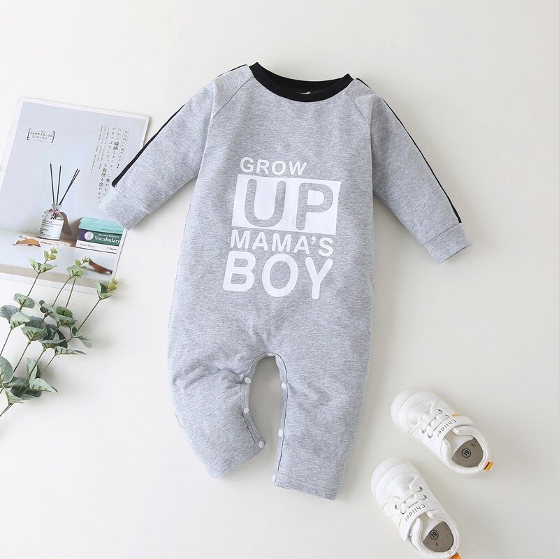 Spring Fall Cotton Baby Boy Clothes Letter Long Sleeve Baby Boy Romper Comfortable Casual Home Baby Jumpsuit Baby Pajamas 0-18M: 74-9M