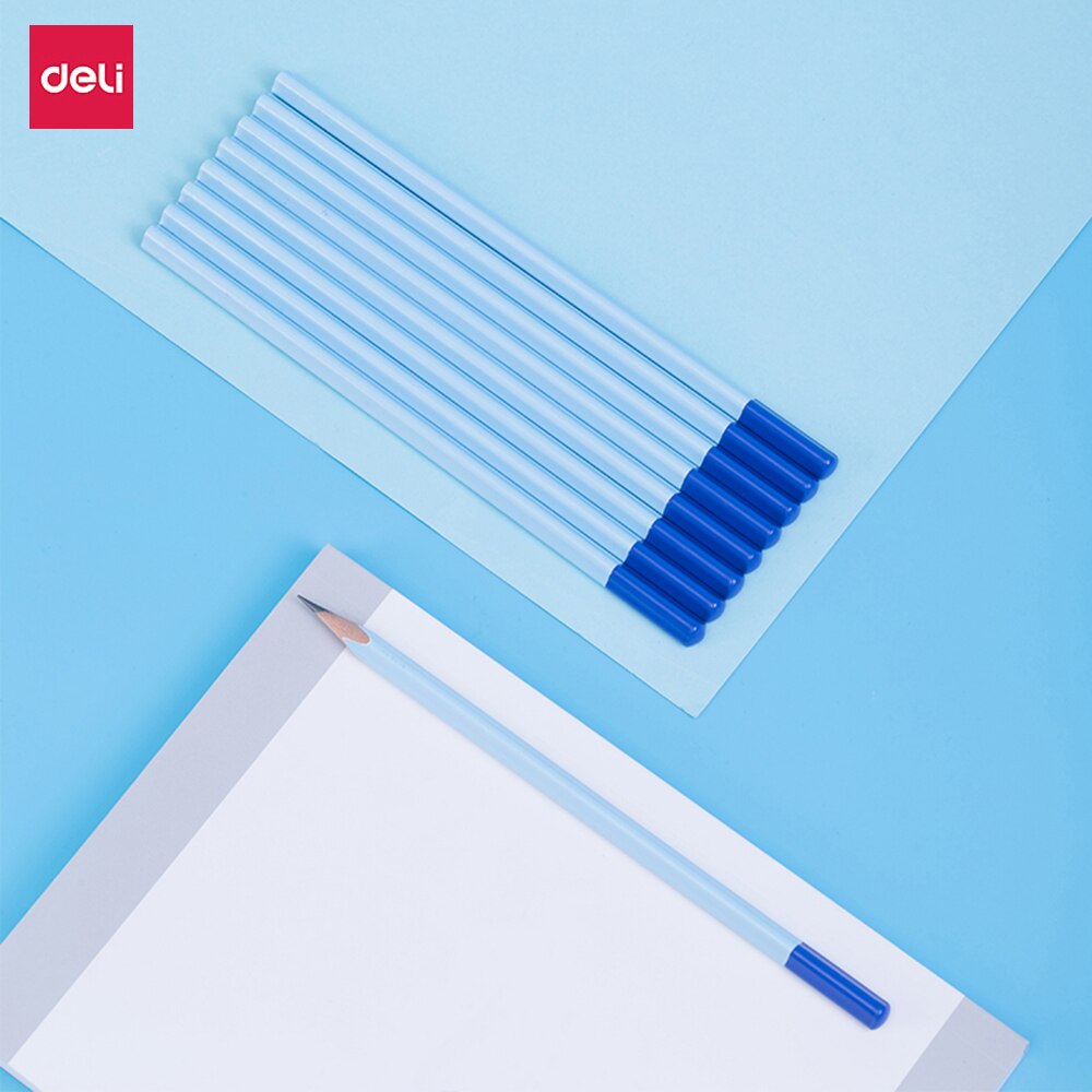 12pcs Deli Child Pencil Concave Triangle Rod HB 2B Holding Pen Posture Correction Pen Drawing Writing Graphite Pencil Erasable