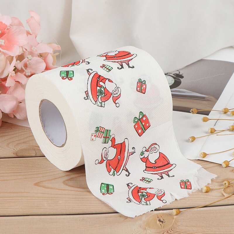 Christmas Paper Decor Newest Festive Paper Roll Tissue Decorations Xmas Santa Room Toilet