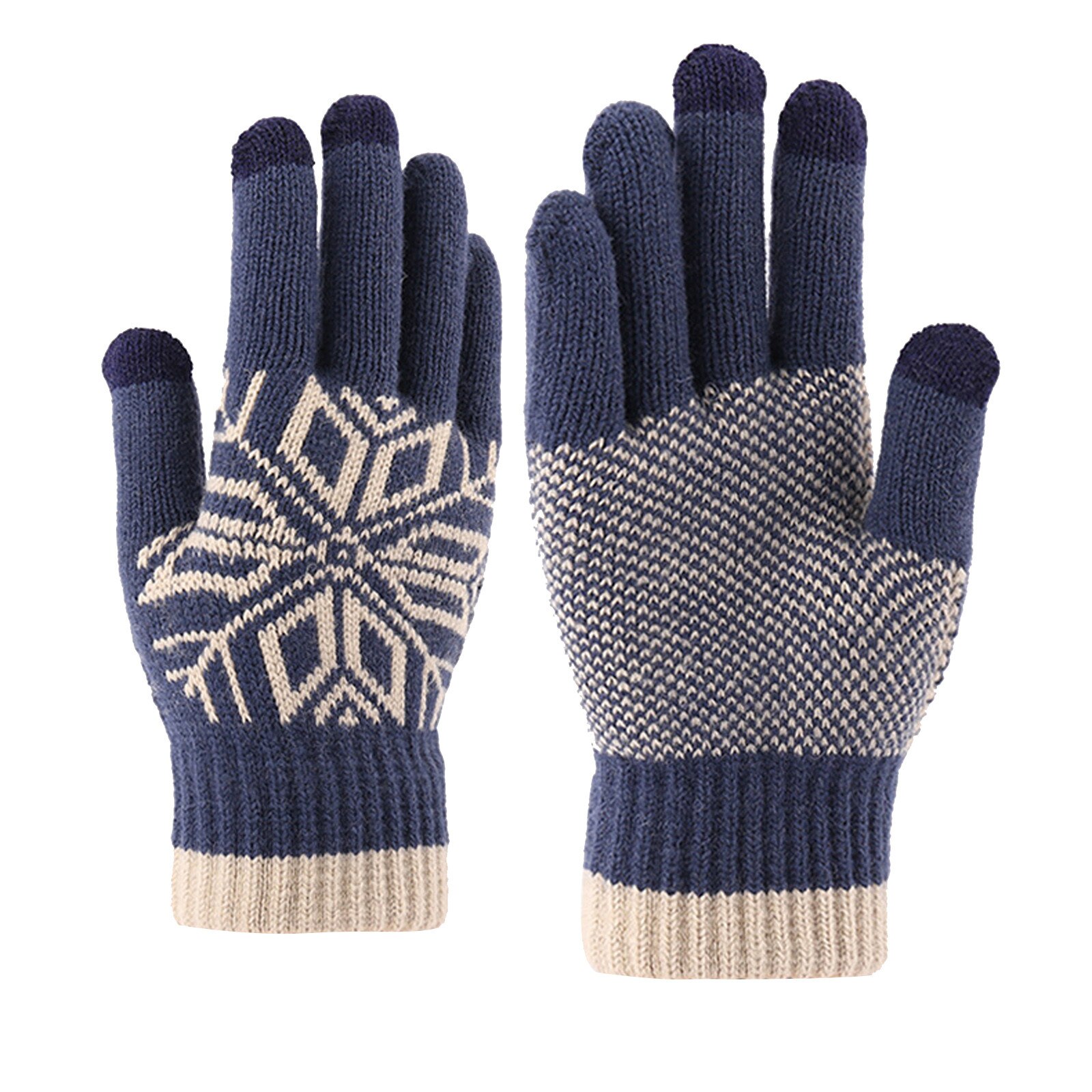 Unisex Female Winter Warm Knitted Full Finger Gloves Men Woolen Touch Screen Mittens Women Thick Warm Cycling Driving Gloves: NY