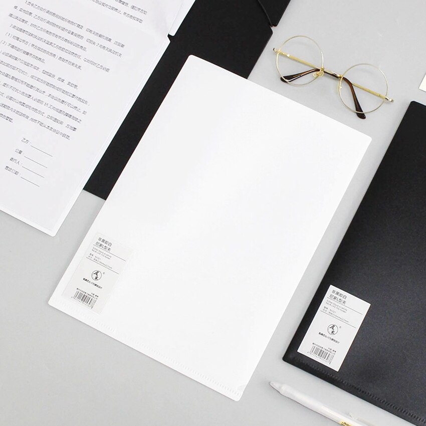 A4 black white file folder waterproof paper document holder storage clip office supplies school stationery filing products