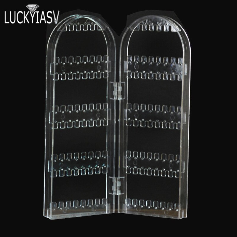 Wyczyść 120/180/240/360 otwory plastikowe kolczyki szpilki stojak wystawowy składany ekran kolczyk ekspozytor do biżuterii do przechowywania Stud