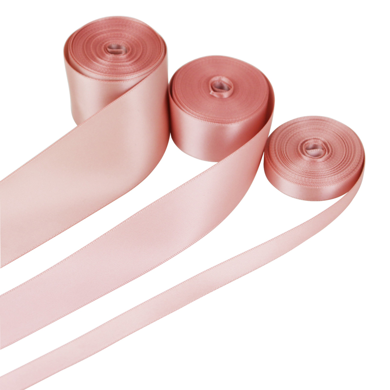 (10Meter/Roll) Roze Vlees Dubbele Gezicht Satijnen Lint Polyester Kerst Kant Linten