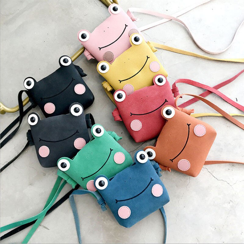 Cute Mini Bags Children Handbag For Girls Cartoon Frog PU Leather Shoulder Bag Kids Messenger Bags