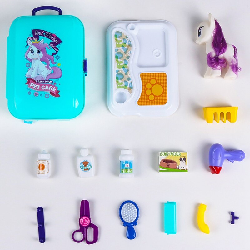 Pet Care Play Set Grooming Kit Pretend Play Tas Huisdier Simulatie Huisdier Rugzak Voor Kinderen