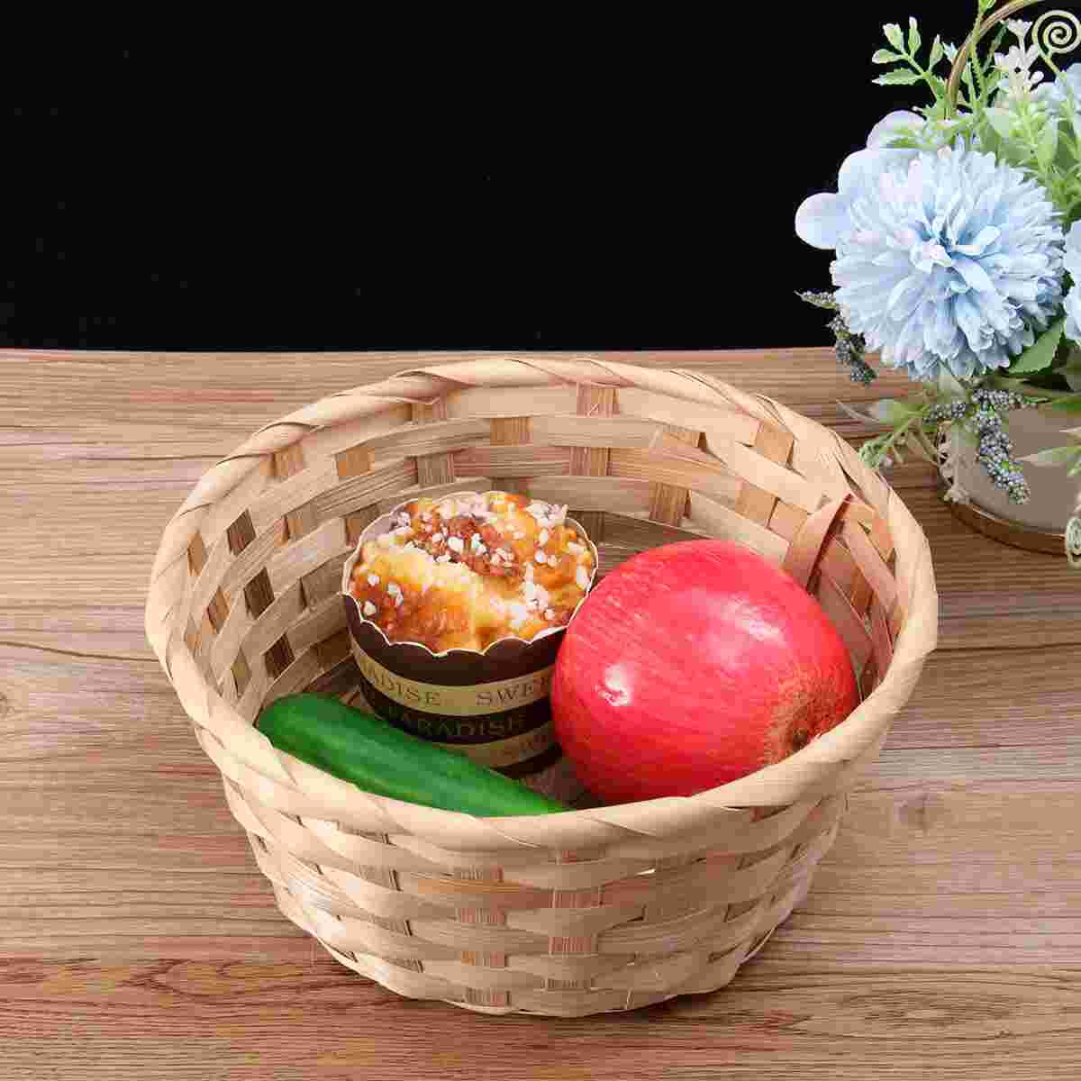 Snacks Basket Bamboo Woven Basket Easter Prop Oval Basket Exquisite Durable 1Pc Eggs Basket