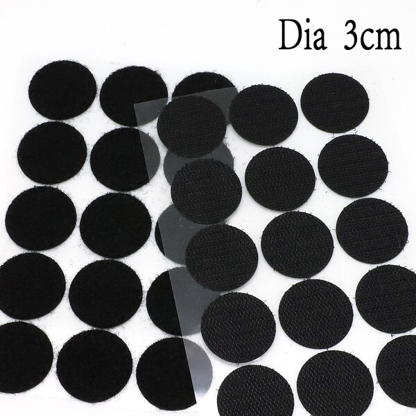 10/15/20/25/30MM Kleber Kleber Punkte 100 Haken und Schleife Verschluss Zurück Starke magie Aufkleber Band DIY Hause Nähen Zubehör: 20mm black  102dots