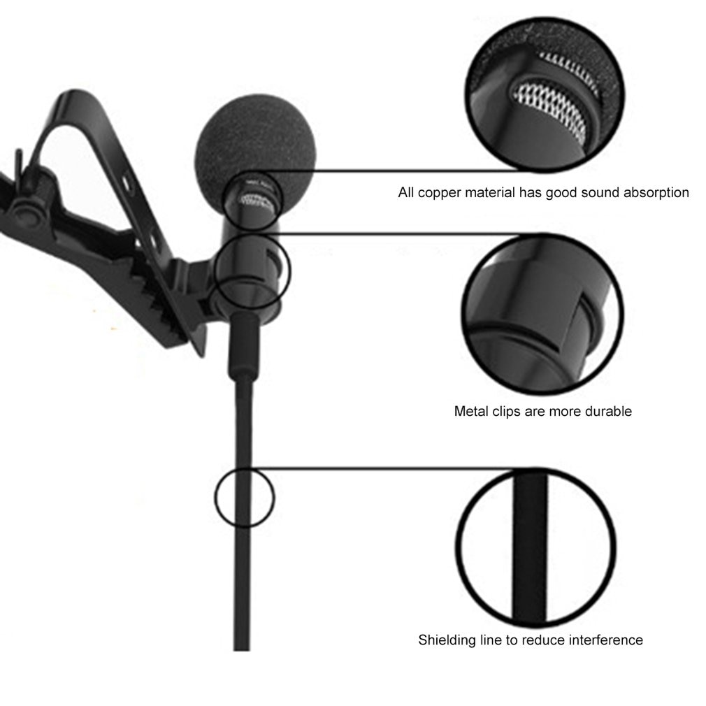 Mini micrófono, pinza de condensador-on, solapa, micrófono con cable para teléfono, portátil, Mini estéreo, de sonido HiFi