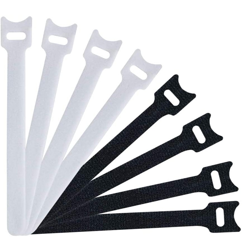 30pcs Reusable Cable Ties Cord Nylon Strap Hook Loop Tidy Organiser Tool Tidy Hook T-type Velcro Cable Tie 1.2x20cm Multi-color