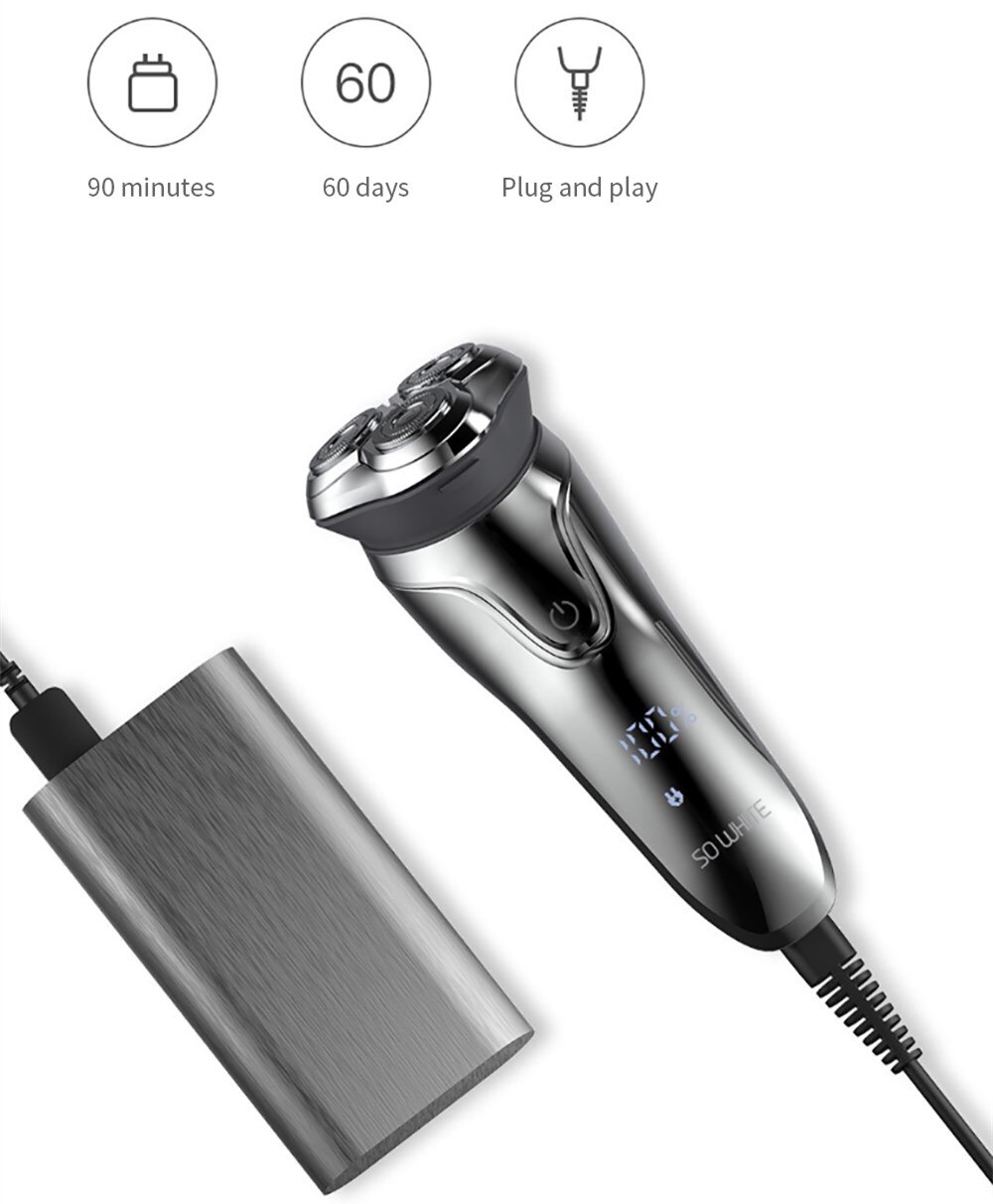 Xiaomi Mijia Soocas So White Electric Razor 3D Smart Control USB Charging Electric Razor Blocking Protection IPX7 Waterproof