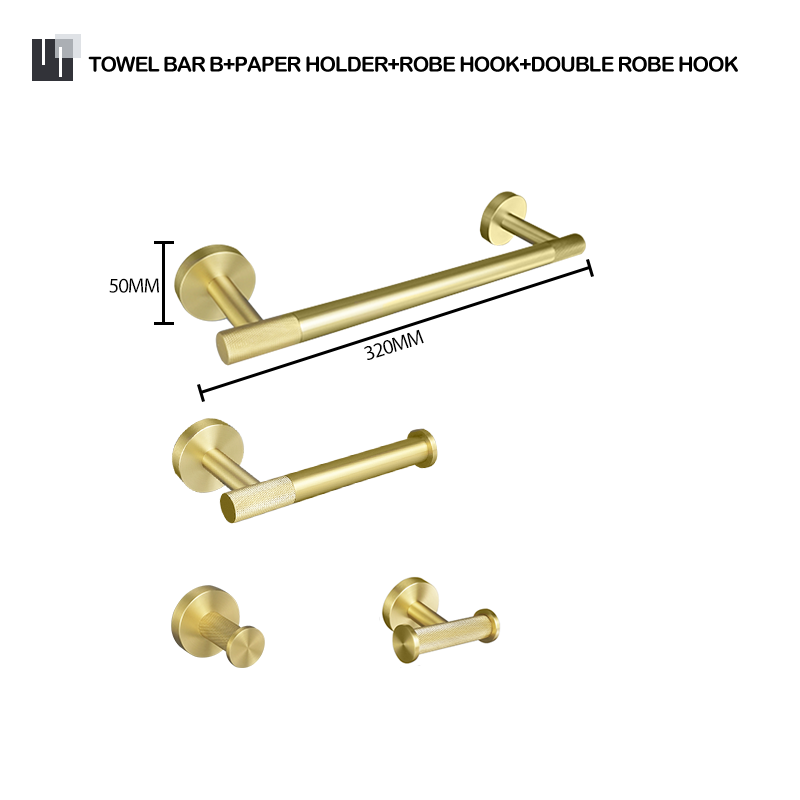 Accesorios de baño de oro cepillado, soporte de toalla, soporte de taza, colgador de anillo de toalla, soporte de papel, soporte de cepillo de inodoro, gancho para abrigo