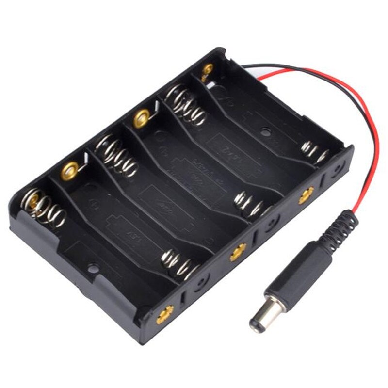6 x AA Battery Case Storage Holder for diy power bank AA battery holder box circuit With DC2.1 Power Jack For Arduino