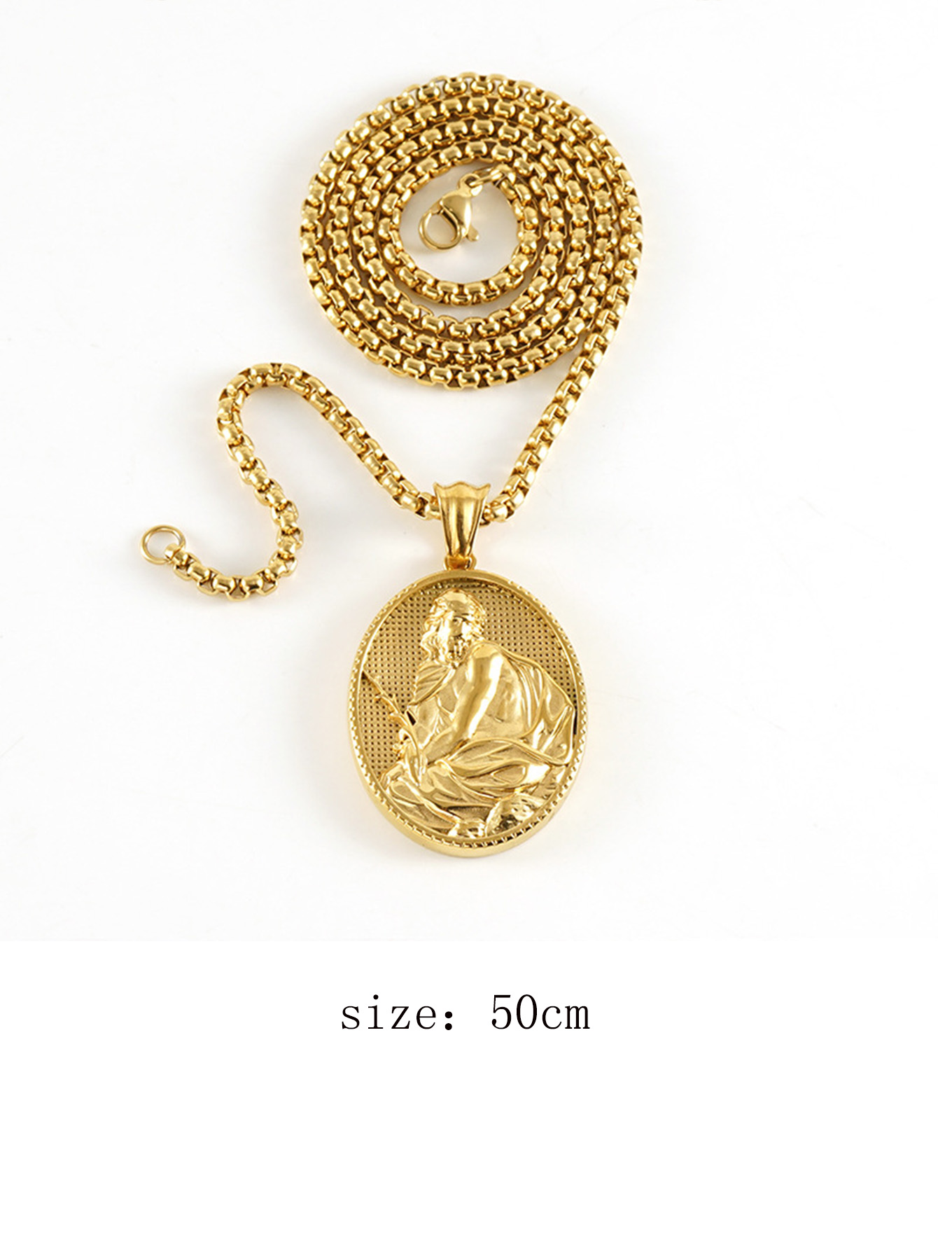 Modieuze Roestvrijstalen Ketting Voor Vrouwen Mannen Westerse Mythologie Mens Vorm Kruis Hanger Ketting: Imitation Rhodium Plated