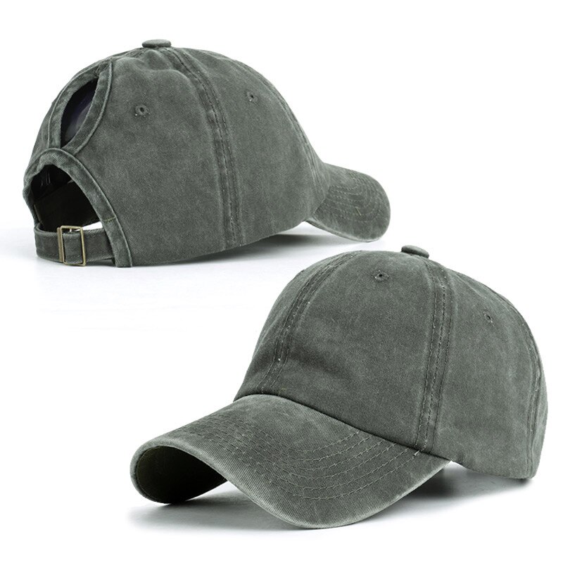 Vrouwen Paardenstaart Baseball Cap Lente/Zomer 100% Katoen Zonnehoed Snapback Caps Ademende Hoed Maat Verstelbaar Paardenstaart: Green