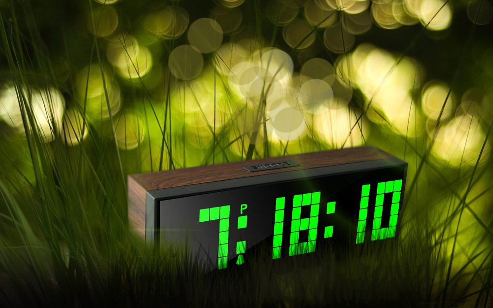 Led Wooden Clock Digital Wood Wall Watch Big Screen Dual Alarm Watch Bedside Snooze Kitchen Timer Office Temperature Date timer: Green