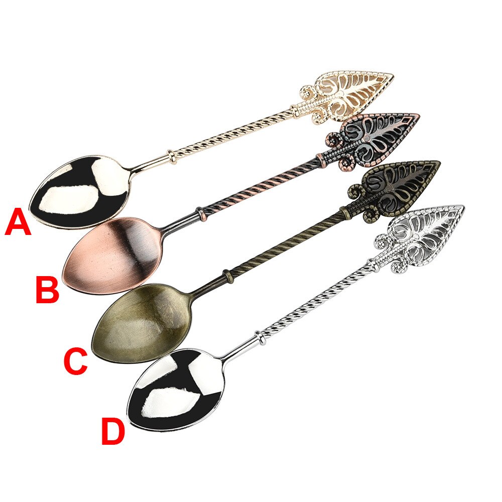 1pcs Stainless Steel Retro Coffee Spoon Dessert Cake Cutlery Teaspoon Children Spoon 4 Colors Coffee Tea Use Kitchen Tableware