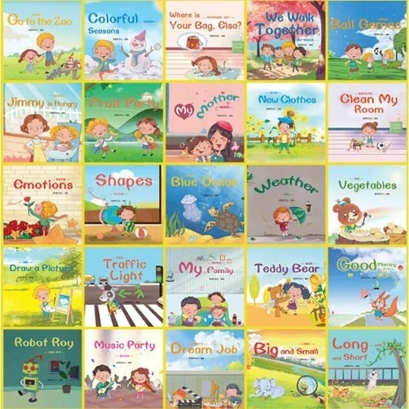 60 Bücher/Set Bilderbuch für frühes Lernen im Englisch für Kinder, abgestufte Lektüre, Bilderbuch, Aufklärung, kognitives Märchen, Gute-Nacht-Geschichte