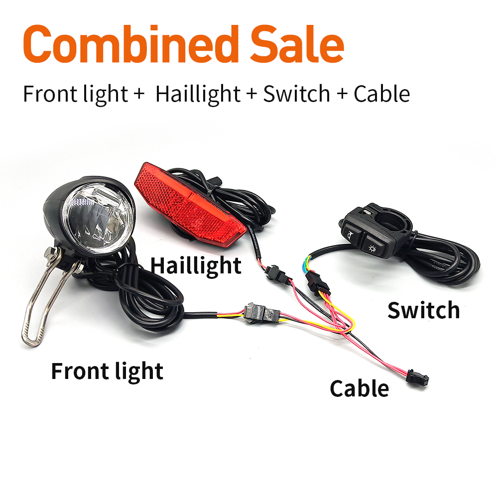 Electric Bicycle 24V-60V Headlight and Tail Light Horn DK226 Switch Cable Parts Rubber Ebike Parts Accessories: Light Grey