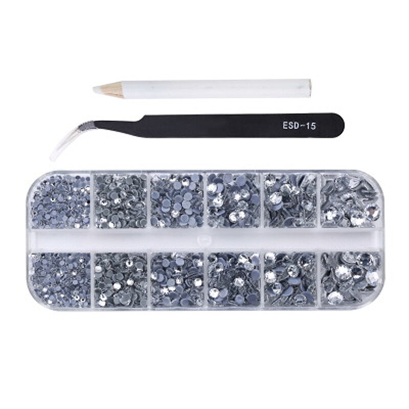 Fix Strass Set/Eu Of Us Plug Hotfix Applicator Fix Crystal Glass Rhinestone Iron-On Wand voor Kleding Schoenen: white set