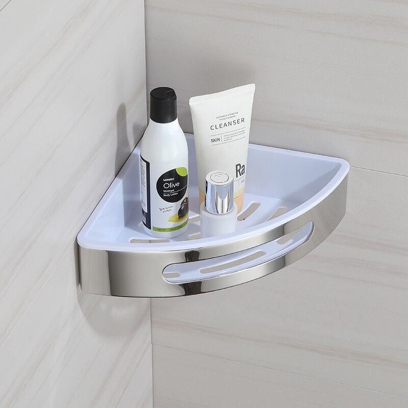 Triangle Towel Shower Storage Rack Black Corner Shelves Wall Mounted Stainless Steel Holder Bathroom Shelf Organizer