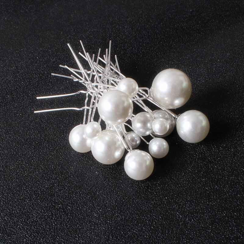 18 stk luksus runde perler bryllup hårnål og klip brude hårnåle brudepige hårstifter til kvinder smykker tilbehør: 18 stk sølv
